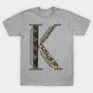 K Initial Art Deco with Doodles T-Shirt